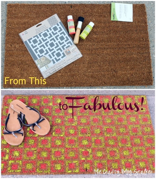 Fabulous Stenciled Door Mat. Click over to the blog to learn how