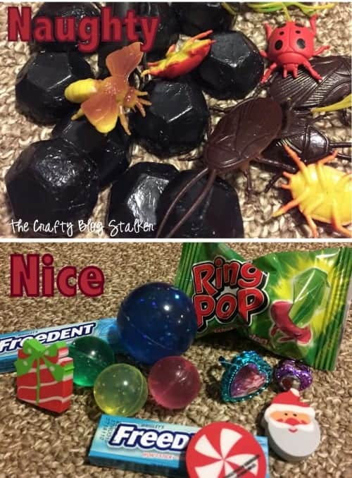 collage image of the naughty gifts and the nice gifts