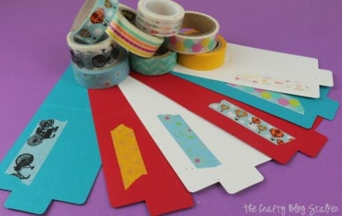 card blanks with a strip of washi tape on them