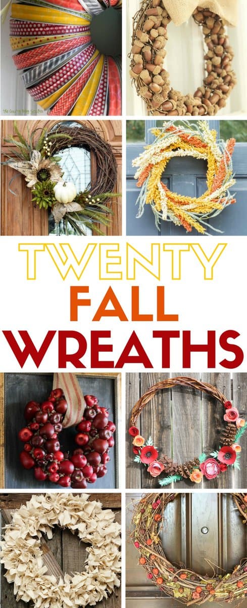Learn how to make 20 easy fall wreaths. Hang them on your front door or inside for autumn home decor. Simple DIY craft tutorial ideas.