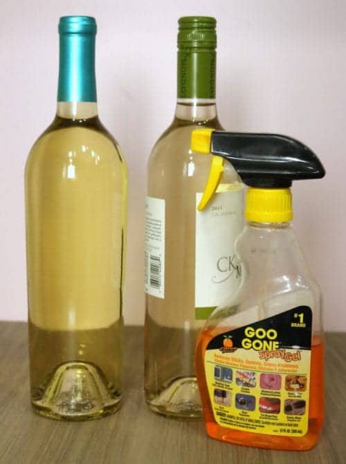 wine bottles and goo gone spray gel