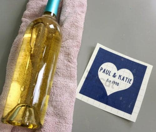 wine bottle and personalized vinyl stencil