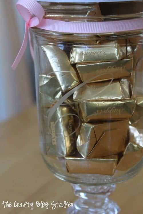 How to Make a Monogram Candy Jar, a tutorial featured by top US craft blog, The Crafty Blog Stalker.
