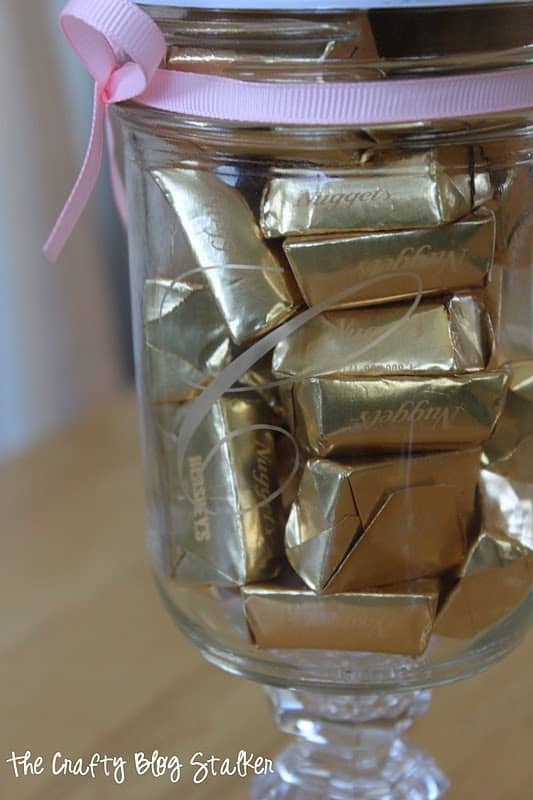 DIY Glass Etched Monogram Candy Jar - The Crafty Blog Stalker