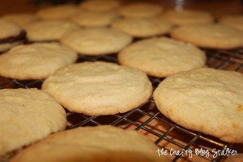 orange cookies cooling after being baked