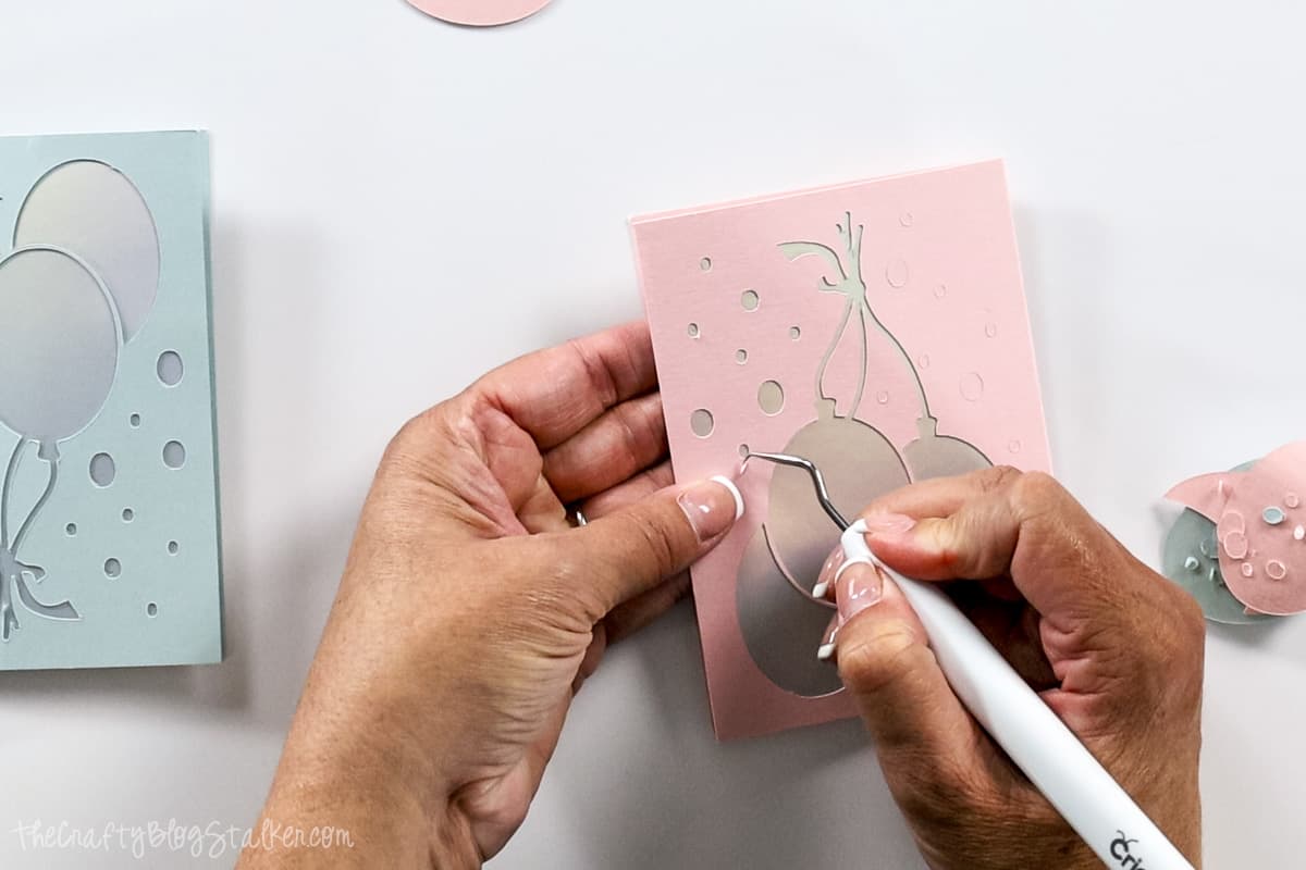 Weeding confetti dots on a Cutaway Card.