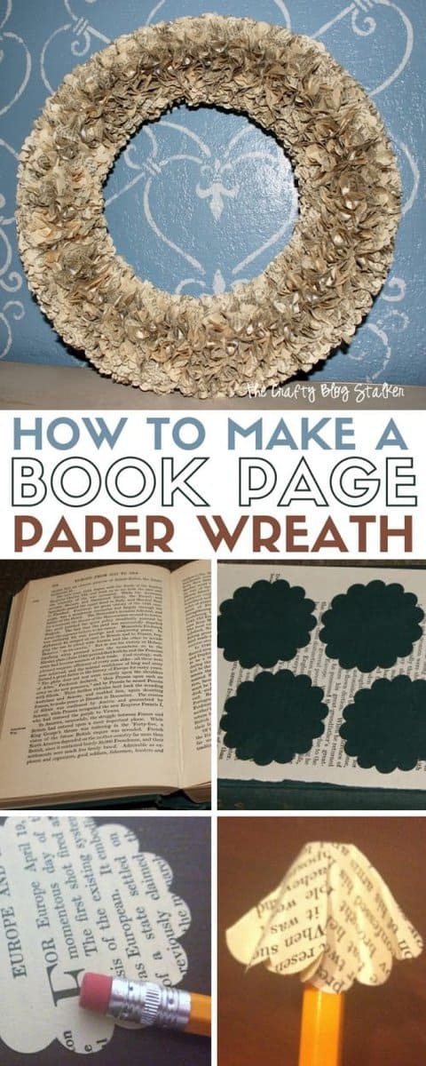 Vintage Book Page Paper Wreath | Door Hanger | Front Door | Handmade | DIY