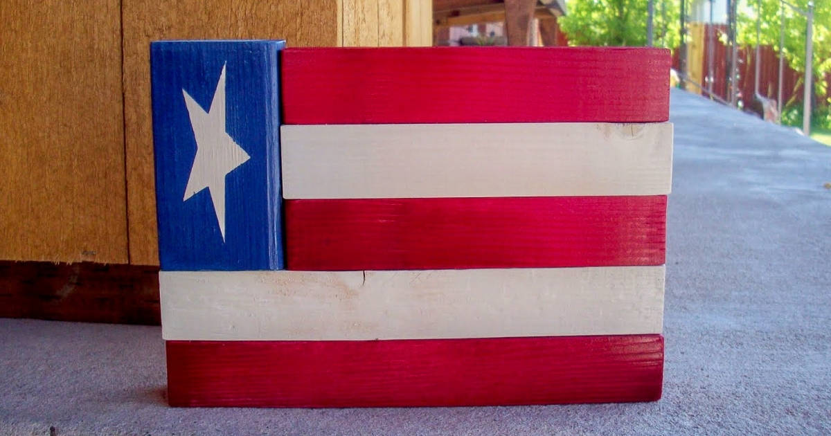 Stacked wood American flag decor.