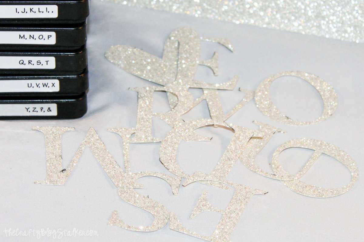 letters cut out of glitter cardstock