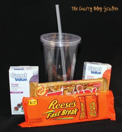 image of supplies used to make How to Make a Personalized Plastic Cup with Straw for a New Teacher Gift 