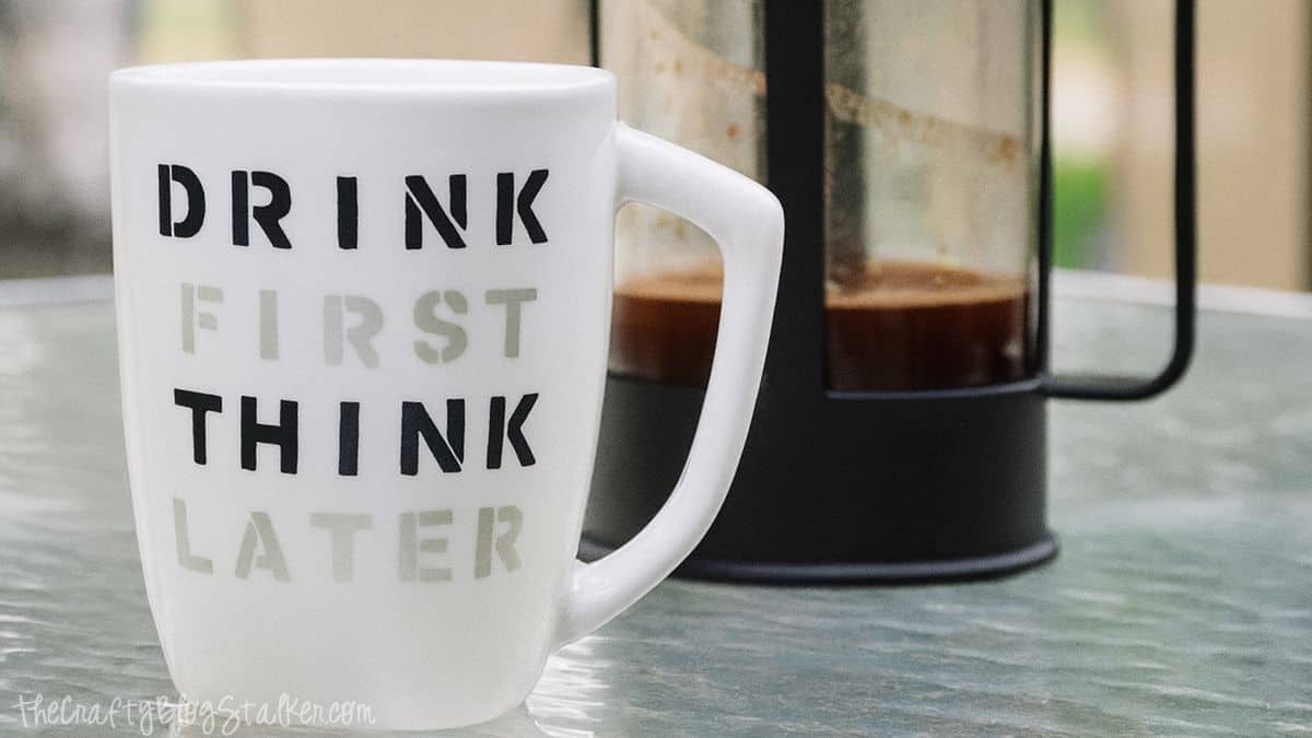 White coffee mug with the phrase