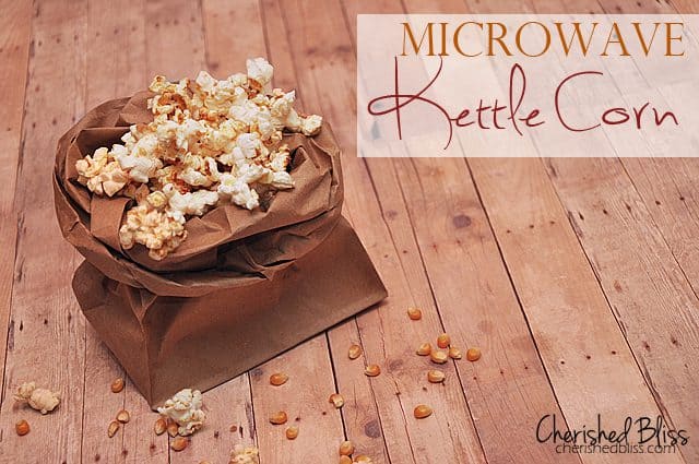 Homemade Kettle Corn {Microwaveable} // via Cherishedbliss.com #snack #popcorn Homemade Kettle Corn {Microwaveable} // via Cherishedbliss.com #snack #popcorn
