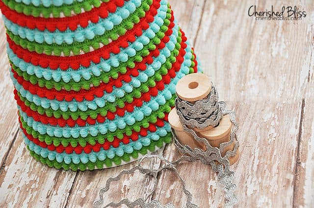 Whimsical Pom Pom Ribbon Christmas Tree via cherishedbliss.com #christmas