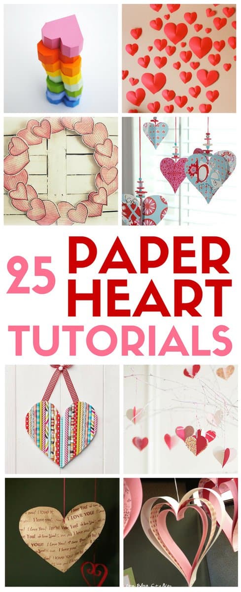 A collection of 25 paper heart projects for valentines day, weddings, or just because. A handmade heart is an easy DIY craft tutorial idea.