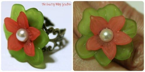 How to Make a Flower Ring, a tutorial featured by top US craft blog, The Crafty Blog Stalker.