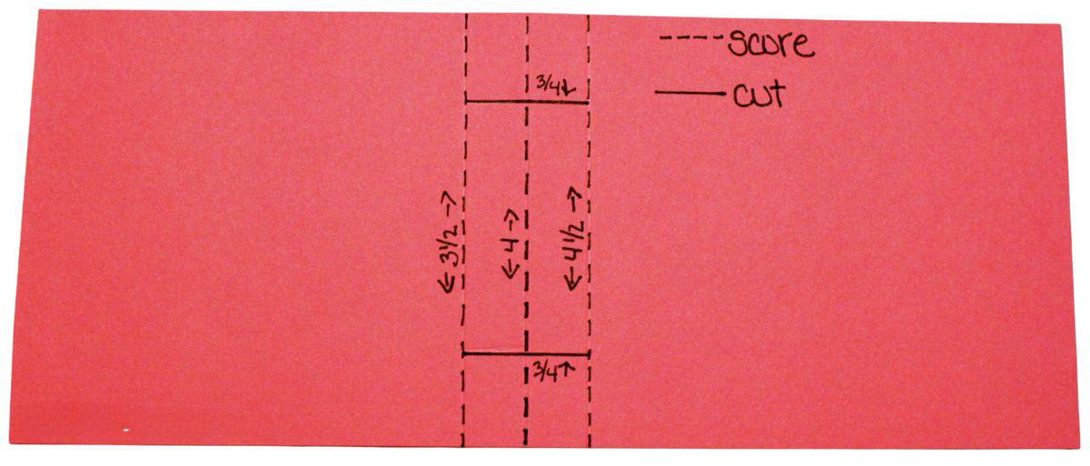 Strip of paper showing where to cut and where to score.