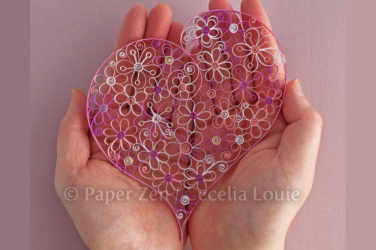 Quilled Heart with Flowers.