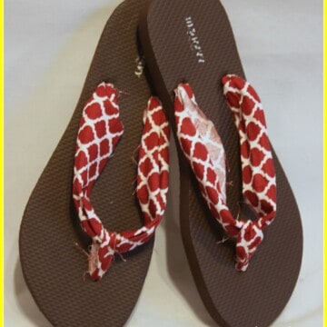 DIY flip flops with fabric straps.