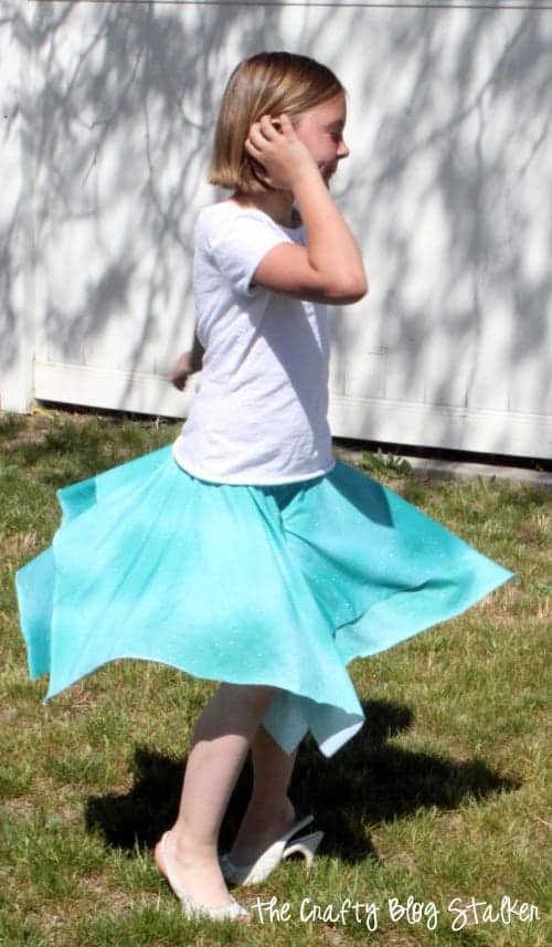 image of a girl twirling wearing her layered square circle skirt