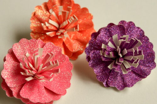 glitter paper carnation flowers