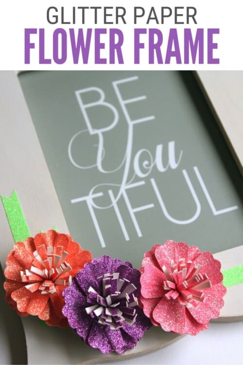 title image for How to Make a Glitter Paper Flower Frame
