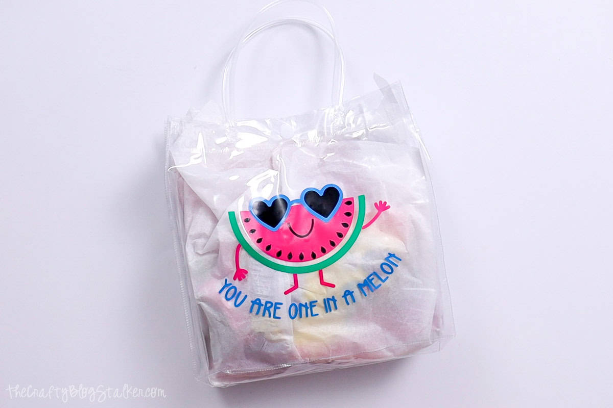Plastic gift bag with a watermelon svg.