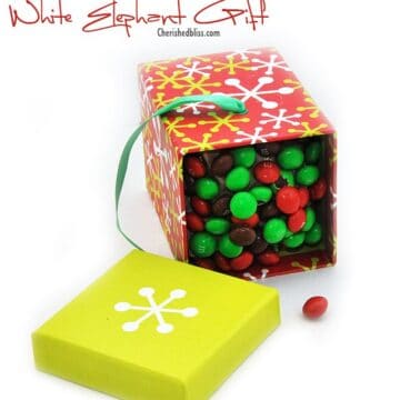 Make a fun M&M White Elephant Gift for this year with a pretend box of candy!