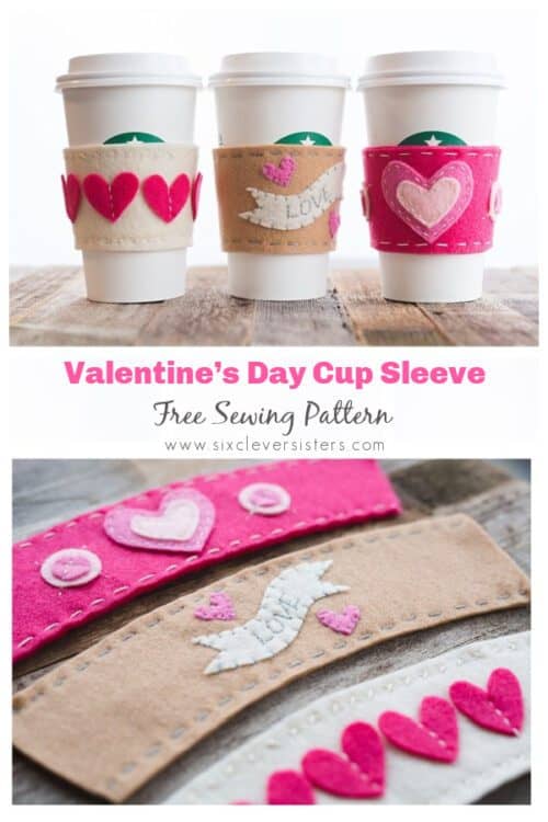 Valentines Day Cup Sleeve Free Sewing Patterns