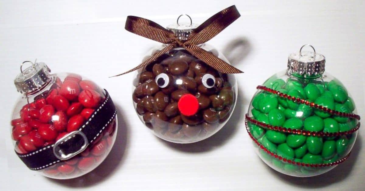 M&M Candy Christmas Ornaments.