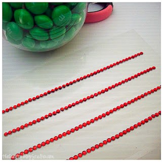 strips of red self-adhesive rhinestones