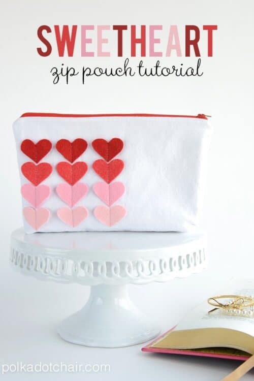 sweetheart zip pouch tutorial