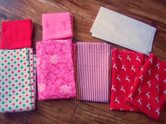 different christmas fabric selections