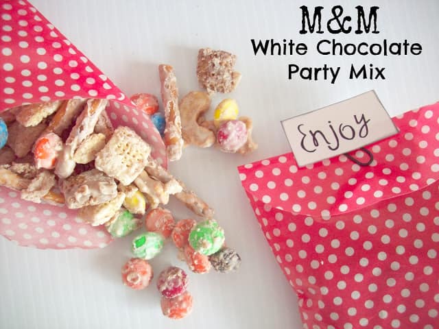 M&M White Chocolate Party Mix Recipe #BakingIdeas #shop #cbias