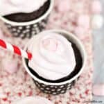 These yummy Hot Chocolate Cupcakes with a Peppermint Marshmallow Frosting are the perfect dessert for your holiday parties!
