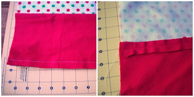sewing on the top hem of the pillowcase