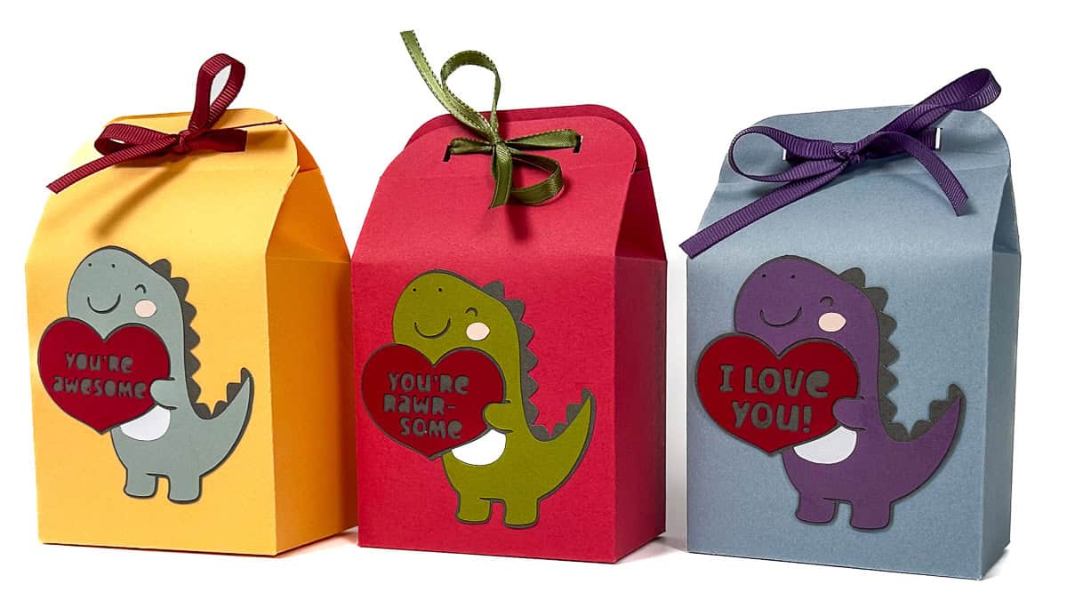 Dinosaur Valentine Treat Bag SVG for Classroom Gifts
