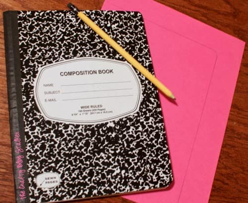 How to Cover a Composition Notebook, a tutorial featured by top US craft blog, The Crafty Blog Stalker.