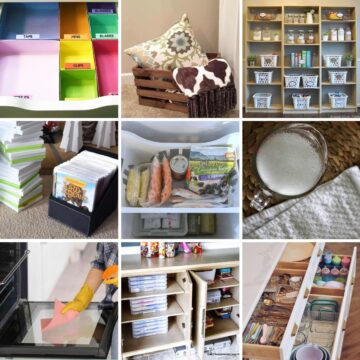 Collage with 9 Best Cleaning and Organization Tips for Your Home.
