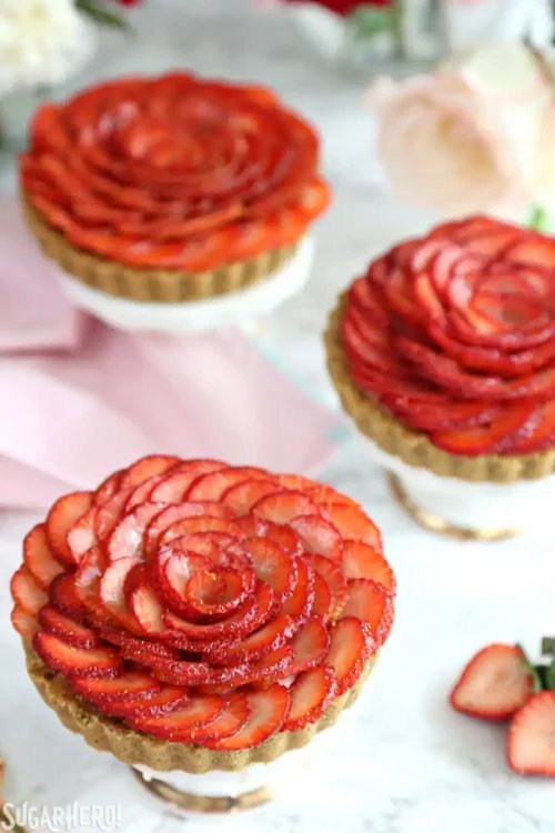 strawberry rose tarts