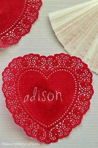 personalized paper heart doily