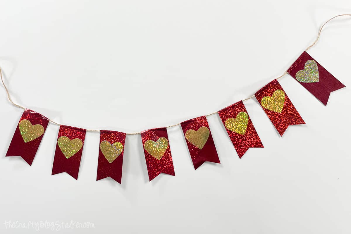 Finished heart pennant banner.