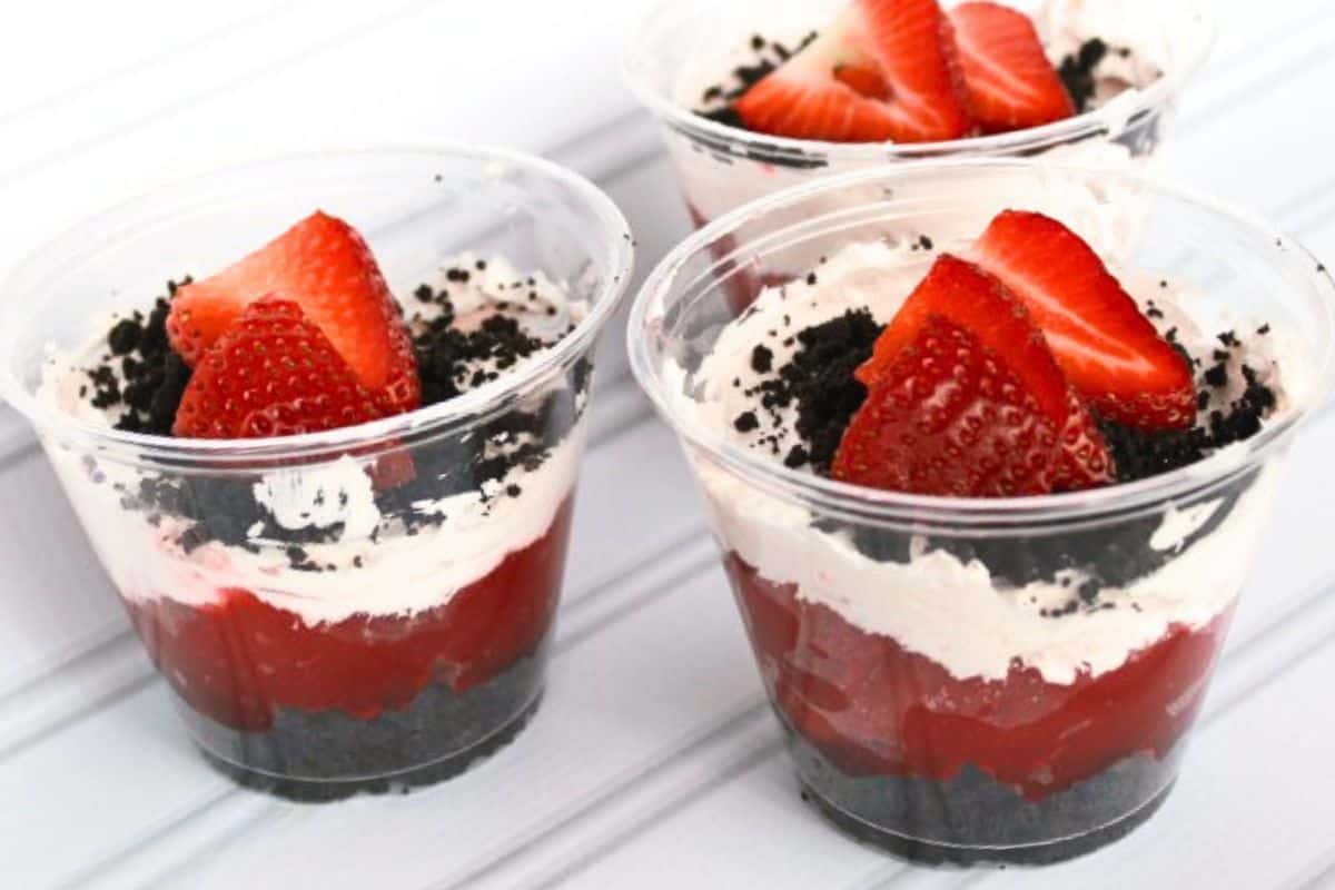 Strawberry Delight in individual cups for serving.