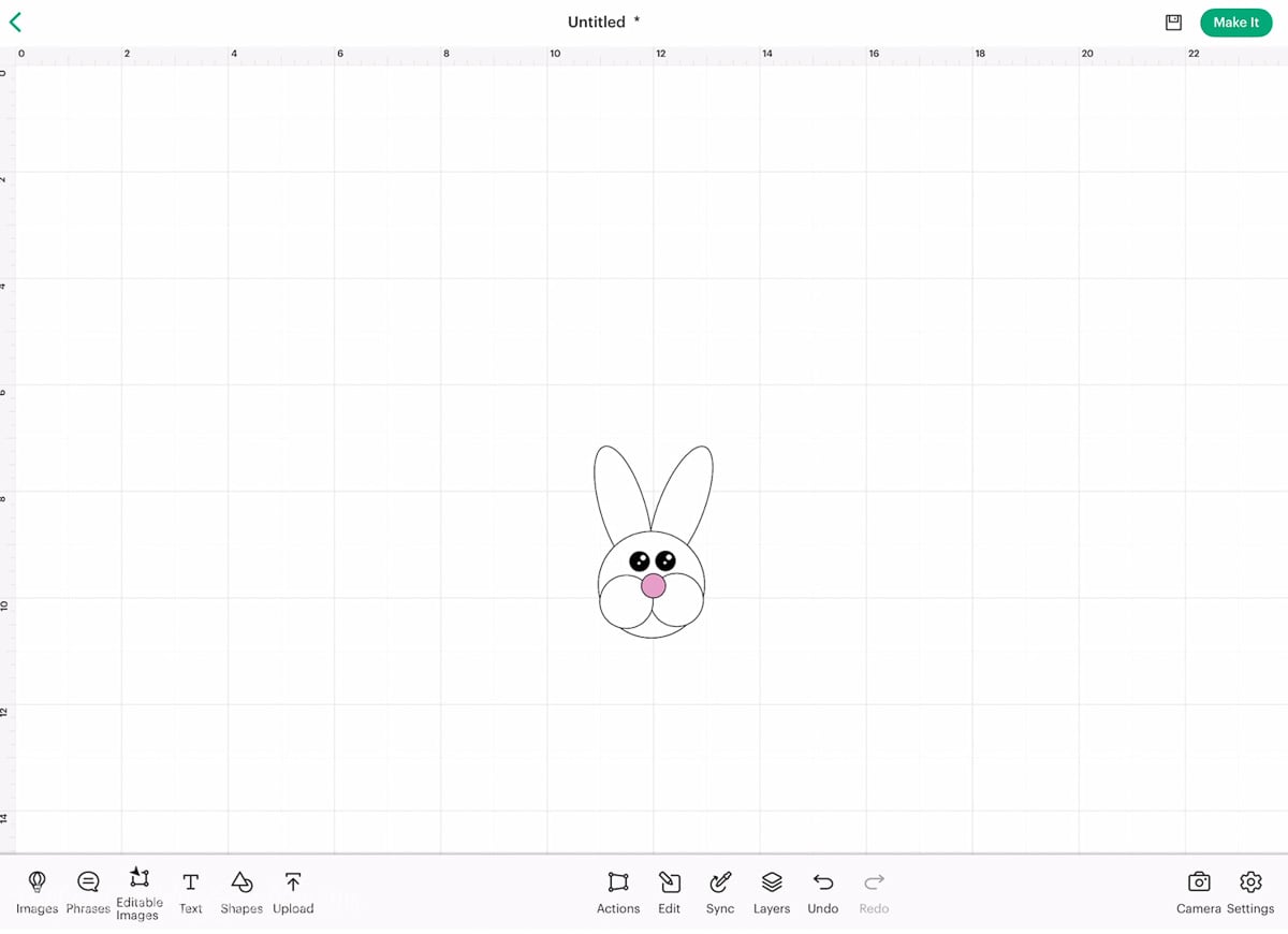 Bunny design uploaded into Cricut Design Space.