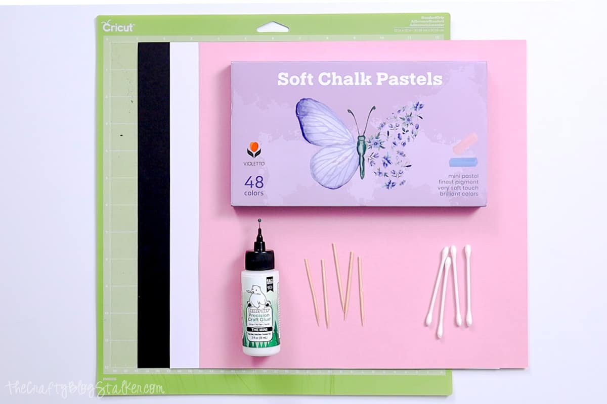 Supplies used: StandardGrip Mat, cardstock, glue, toothpicks, and cotton swabs.