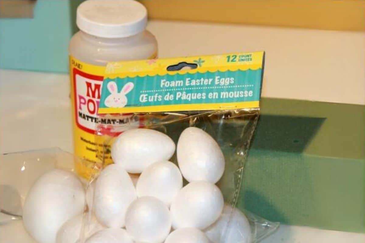 Styrofoam eggs and mod podge.