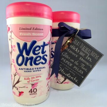 Wet Ones Canisters, one with a printable gift tag.