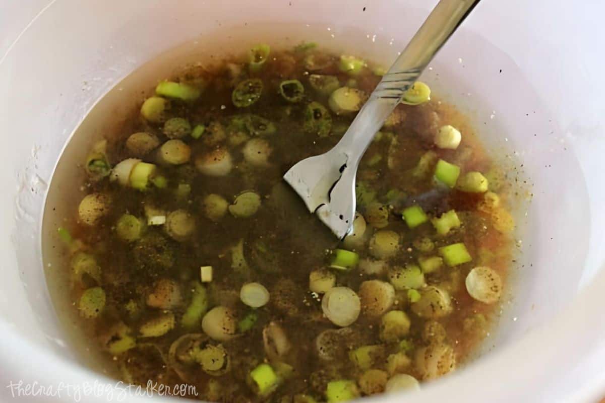 Chicken marinade in a bowl.
