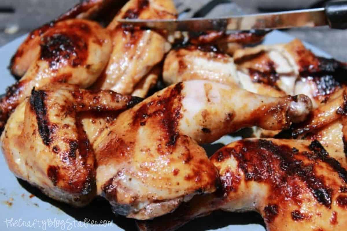 Freshly Grilled hens on a plate.