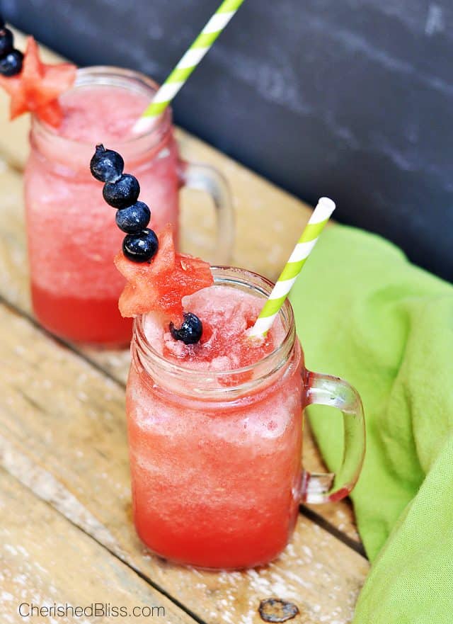 Enjoy these Salted Watermelon Slushies on a hot summer day! #ultimateredwhiteandblue