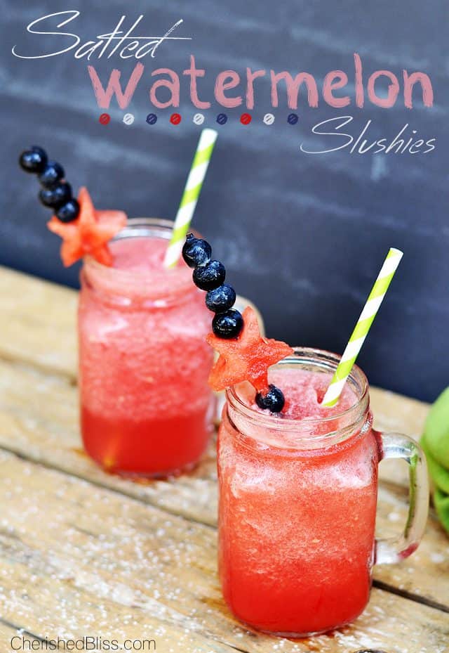 Enjoy these Salted Watermelon Slushies on a hot summer day! #ultimateredwhiteandblue